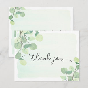 Carte De Remerciements Fond peint à l'aquarelle avec feuillage d'eucalypt