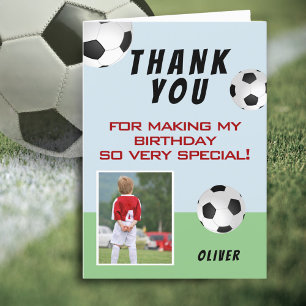 Carte De Remerciements Football Football Ball Sports Anniversaire de enfa
