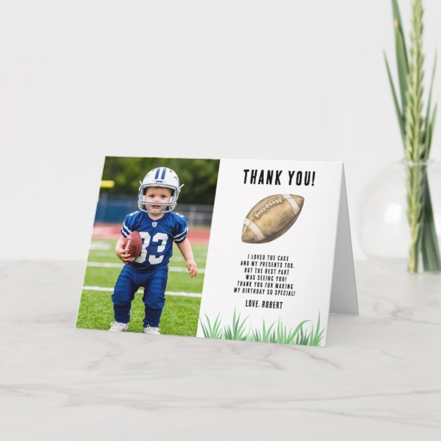 Carte De Remerciements Football Première année de baisse Anniversaire Mer (Devant)