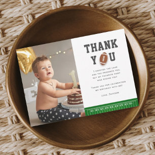 Carte De Remerciements Football Sport Première année en bas Anniversaire 