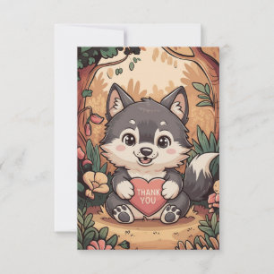 Carte De Remerciements Forest Pastel Wolf
