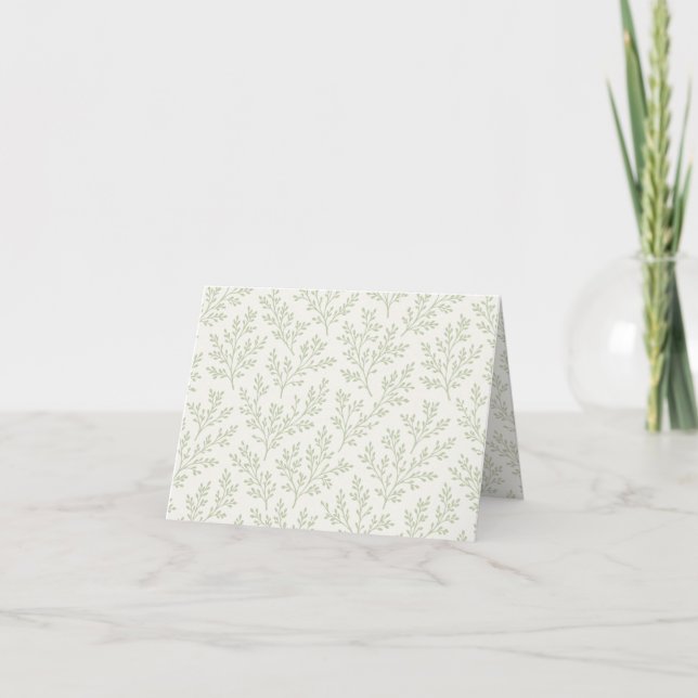 Carte De Remerciements Forest Sprigs Soft Olive - Neutre (Devant)