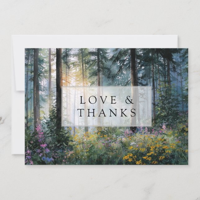 Carte De Remerciements Forest Wildflowers Floral Rustic Wedding Photo (Devant)