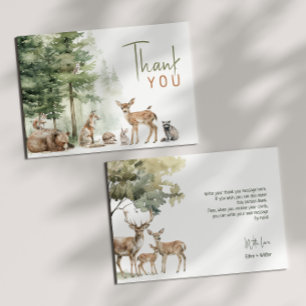 Carte De Remerciements Forêt Bois Animaux Baby shower plat