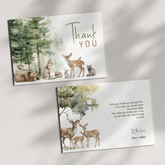 Carte De Remerciements Forêt Bois Animaux Baby shower plat