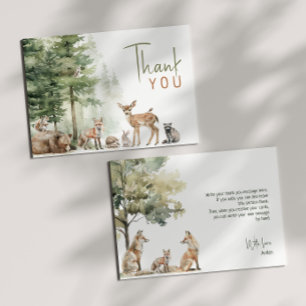 Carte De Remerciements Forêt Bois Animaux Horizontal Anniversaire