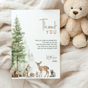 Carte De Remerciements Forêt Bois Animaux Plat Vertical Anniversaire