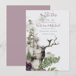 Carte De Remerciements Forêt d'aquarelle de bois Enregistrer la date