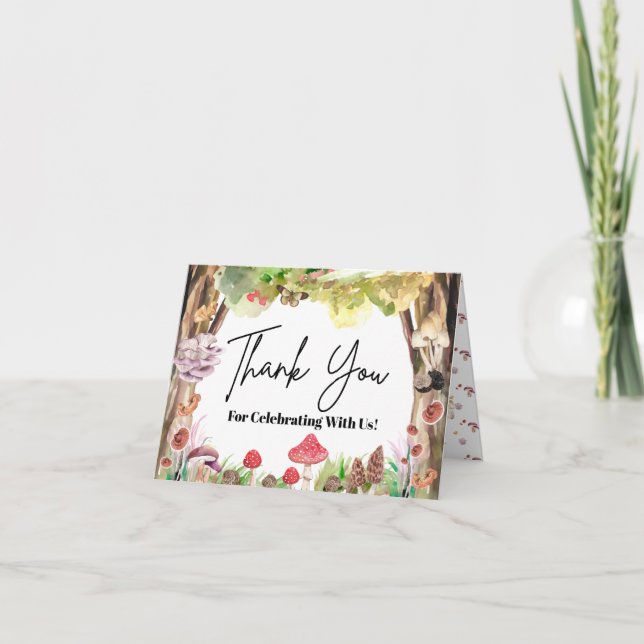 Carte De Remerciements forêt de champignon blanc (Devant)