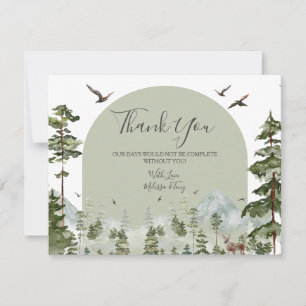 Carte De Remerciements Forêt de pins Montagne Couple Douche Bois
