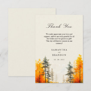 Carte De Remerciements Forêt en automne couleurs mariage