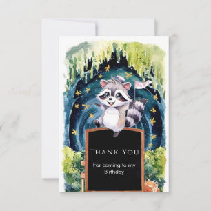 Carte De Remerciements Forêt Enchantée Anniversaire du Raton Laveur