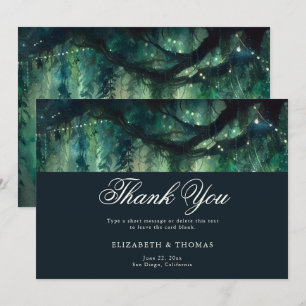 Carte De Remerciements Forêt Enchantée Jardin Magique Mariage Émeraude
