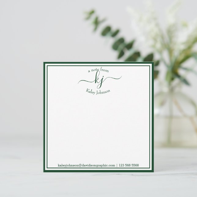 Carte De Remerciements Forêt Monographique Vert Du Bureau De (Debout devant)