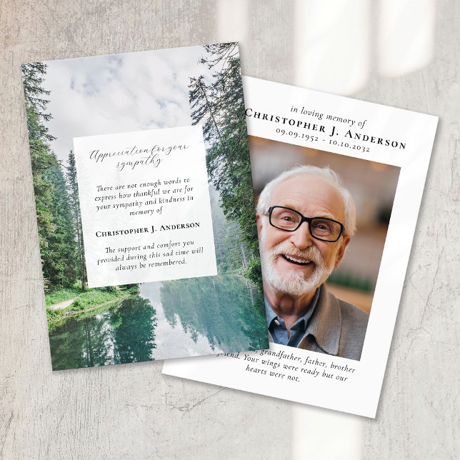 Carte De Remerciements Forêt Nature Photo Sympathy Funeral Memorial (Créateur téléchargé)