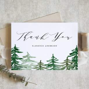 Carte De Remerciements Forêt Rustique à l'Aquarelle Anniversaire de Bois