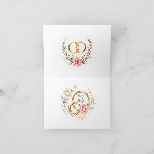 Carte De Remerciements Forever & Always - Anneaux Mariages romantiques Ar (Intérieur)