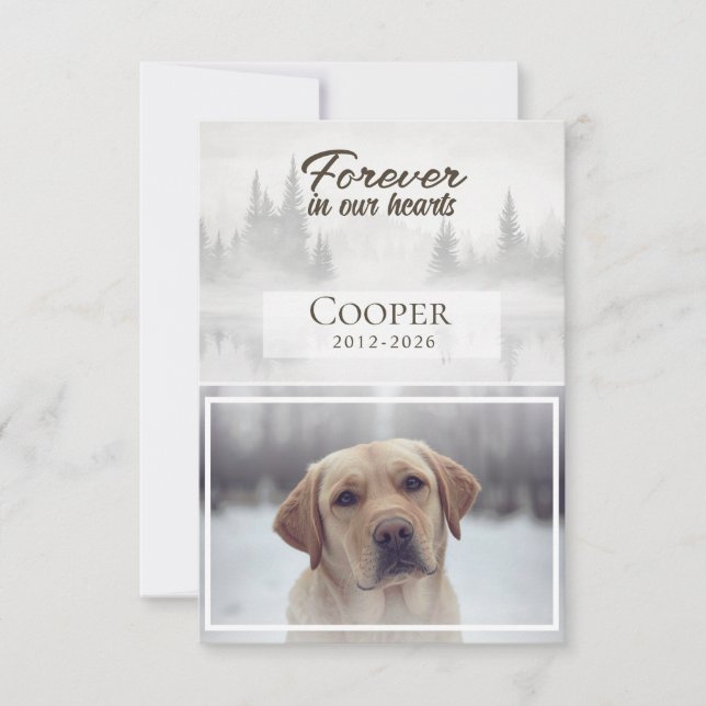 Carte De Remerciements Forever in our hearts Pet memorial custom (Devant)