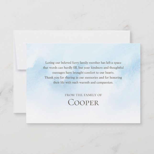 Carte De Remerciements Forever in our hearts Pet memorial photo (Dos)