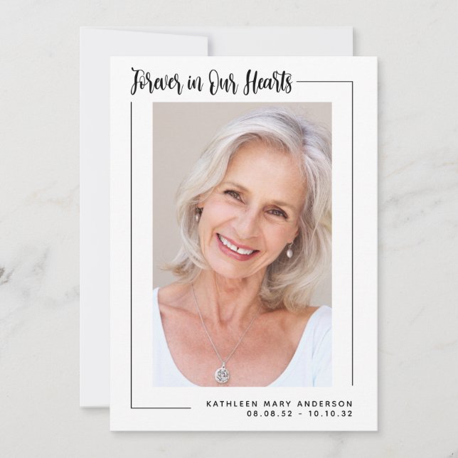 Carte De Remerciements Forever in Our Hearts Photo Sympathy Funeral (Devant)