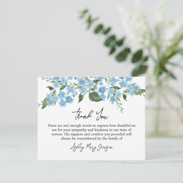 Carte De Remerciements Forget me not Funeral Thank You Card Bereavement (Debout devant)