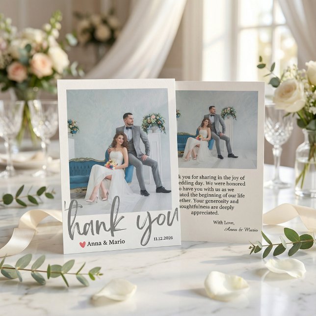 Carte De Remerciements  Formal Classic Wedding Photo Thank You Card (Créateur téléchargé)