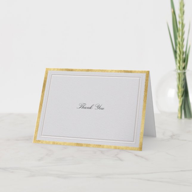 Carte De Remerciements Formal Elevated Gold Ivory Modern Classic Wedding (Devant)