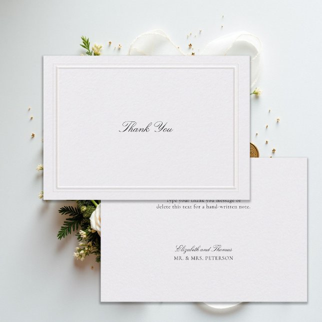 Carte De Remerciements Formal Modern Classic Elevated Frame Pearl Wedding (modern classic wedding thank you card pearl double frame elevated formal traditional calligraphy)
