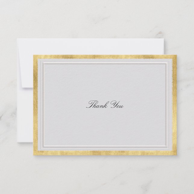 Carte De Remerciements Formal Modern Classic Elevated Gold Ivory Wedding (Devant)