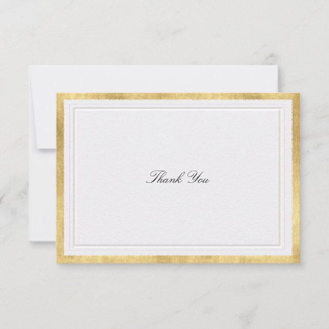 Carte De Remerciements Formal Modern Classic Elevated Gold Pearl Wedding (Devant)