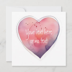 Carte De Remerciements Forme de cœur simple aquarelle rose/lavande