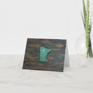 Carte De Remerciements Forme de Minnesota Turquoise rustique