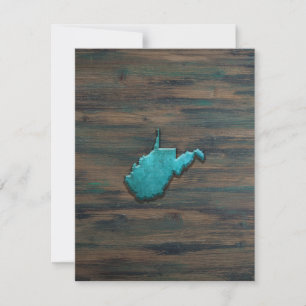 Carte De Remerciements Forme de Virginie occidentale Turquoise