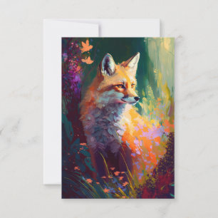 Carte De Remerciements Fox Animal Portrait Peinture Faune Art Extérieur