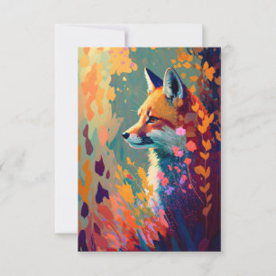 Carte De Remerciements Fox Animal Portrait Peinture Faune Art Extérieur