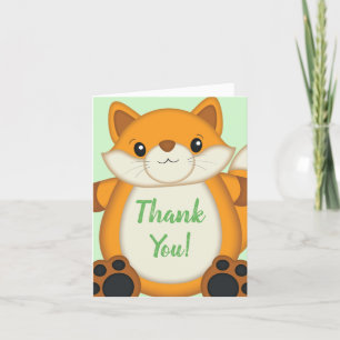 Carte De Remerciements Fox Baby shower Green