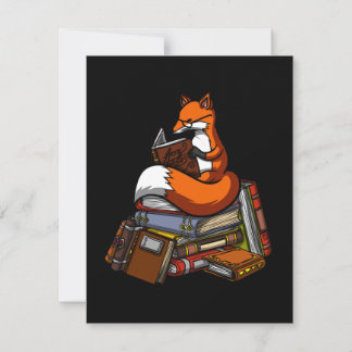 Carte De Remerciements Fox Reading A Book
