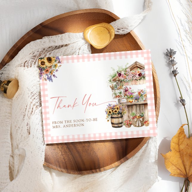 Carte De Remerciements Fraîchement De La Fête des mariées De Marché Des A (Créateur téléchargé)