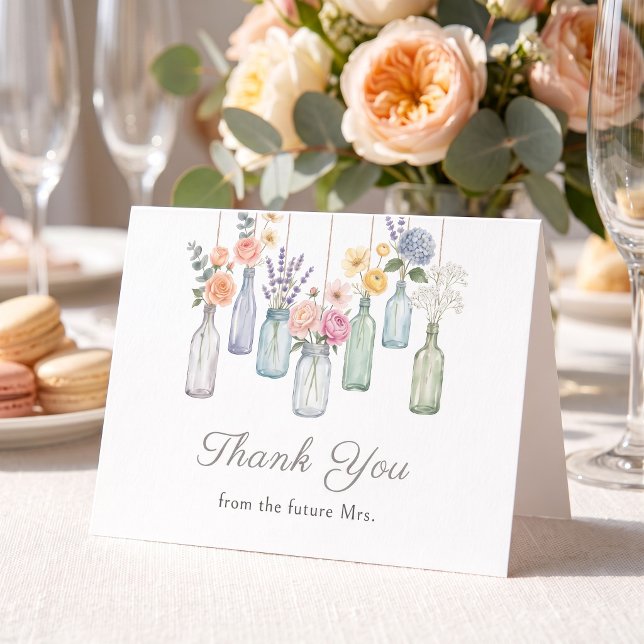 Carte De Remerciements Fraîchement sortie du marché Pots suspendus Enterr (Fresh Off The Market Hanging Jars Bridal Shower Thank You Card)