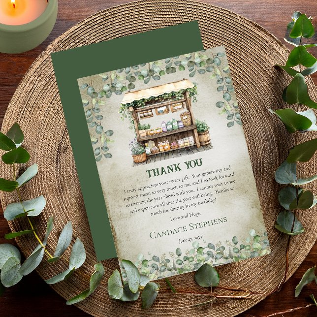 Carte De Remerciements Frais Étalé sur le Marché de la Ferme Mariage ("Fresh Off the Market" Collection - Farmer's Market Farm Stand and Eucalyptus Thank You Card)