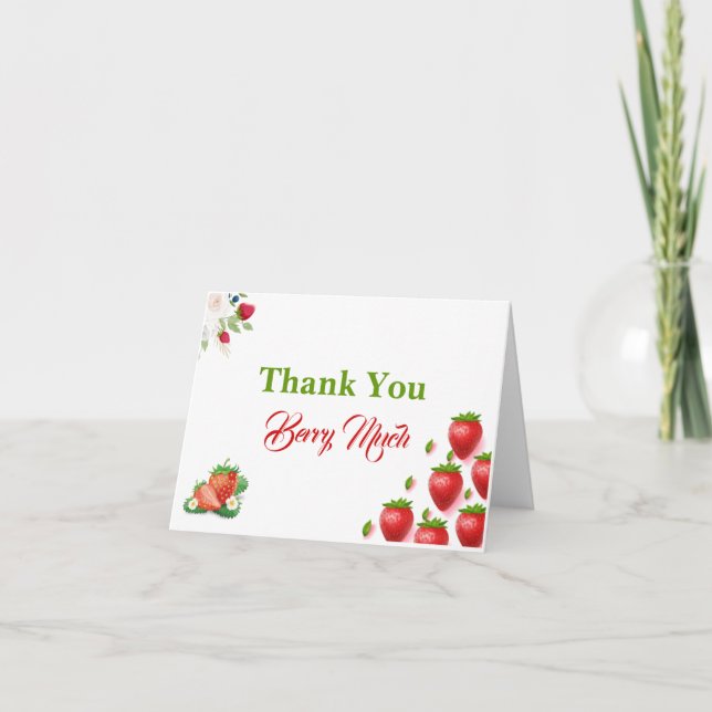 Carte De Remerciements Fraise 1er anniversaire | Berry First (Devant)