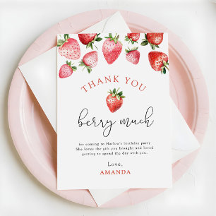Carte De Remerciements Fraise 1er anniversaire Berry Sweet One 