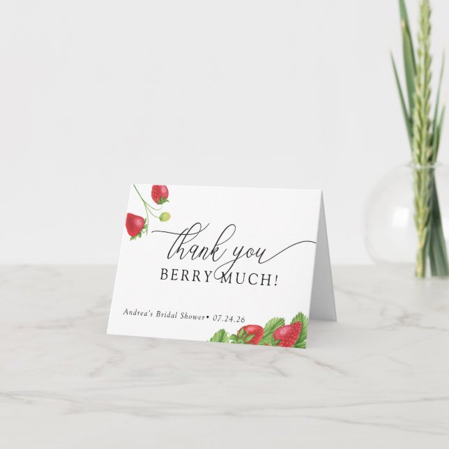 Carte De Remerciements Fraise | Baies Douces  (Devant)