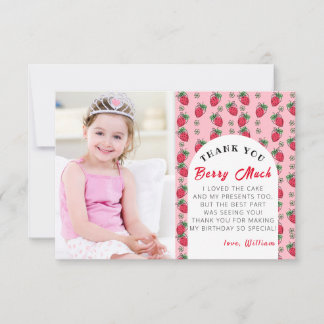 Carte De Remerciements Fraise Berry Beaucoup Fille Anniversaire avec phot