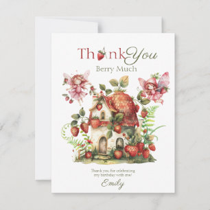 Carte De Remerciements Fraise Berry Sweet Girls First Birthday