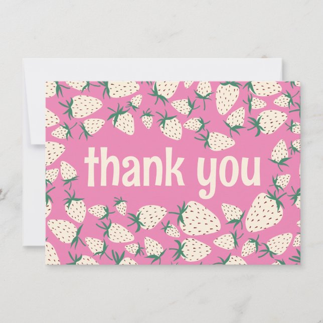 Carte De Remerciements Fraise blanche Cute Pineberry SUR MESURE  (Devant)