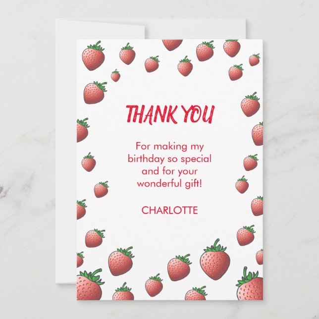 Carte De Remerciements Fraise et fraises (Devant)