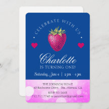 Fraise fête d'anniversaire fille rose et bleu fonc