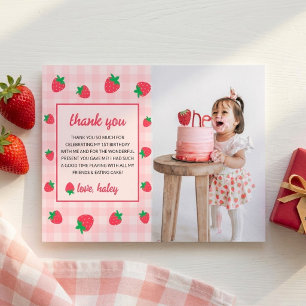 Carte De Remerciements Fraise Mignonne Baie Premier 1er Anniversaire Phot