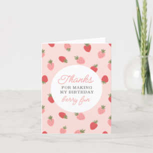 Carte De Remerciements Fraise rose fête d'anniversaire
